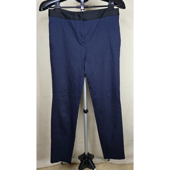 DKNY Midnight Blue Jacquard Dress Pants Size 4 Ankle Slim Trousers - 2010s - Picture 3 of 12
